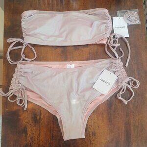 Forever 21 Metallic Bandeau Bikini and Top, Size m, New, never worn